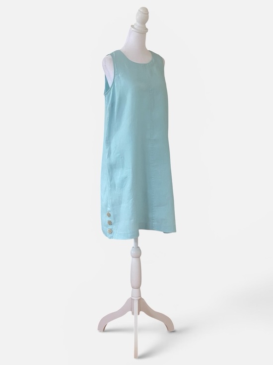 J. Jill Dresses & Skirts - J. Jill Love 100% Linen Light Aqua/Mint Sleeveless Shift Dress Sz S Pockets